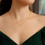 14K Yellow Gold Mini Diamond L Initial Pendant Necklace