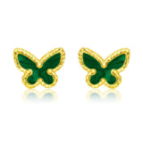 14K Yellow Gold Primavera Malachite Butterfly Stud Earrings