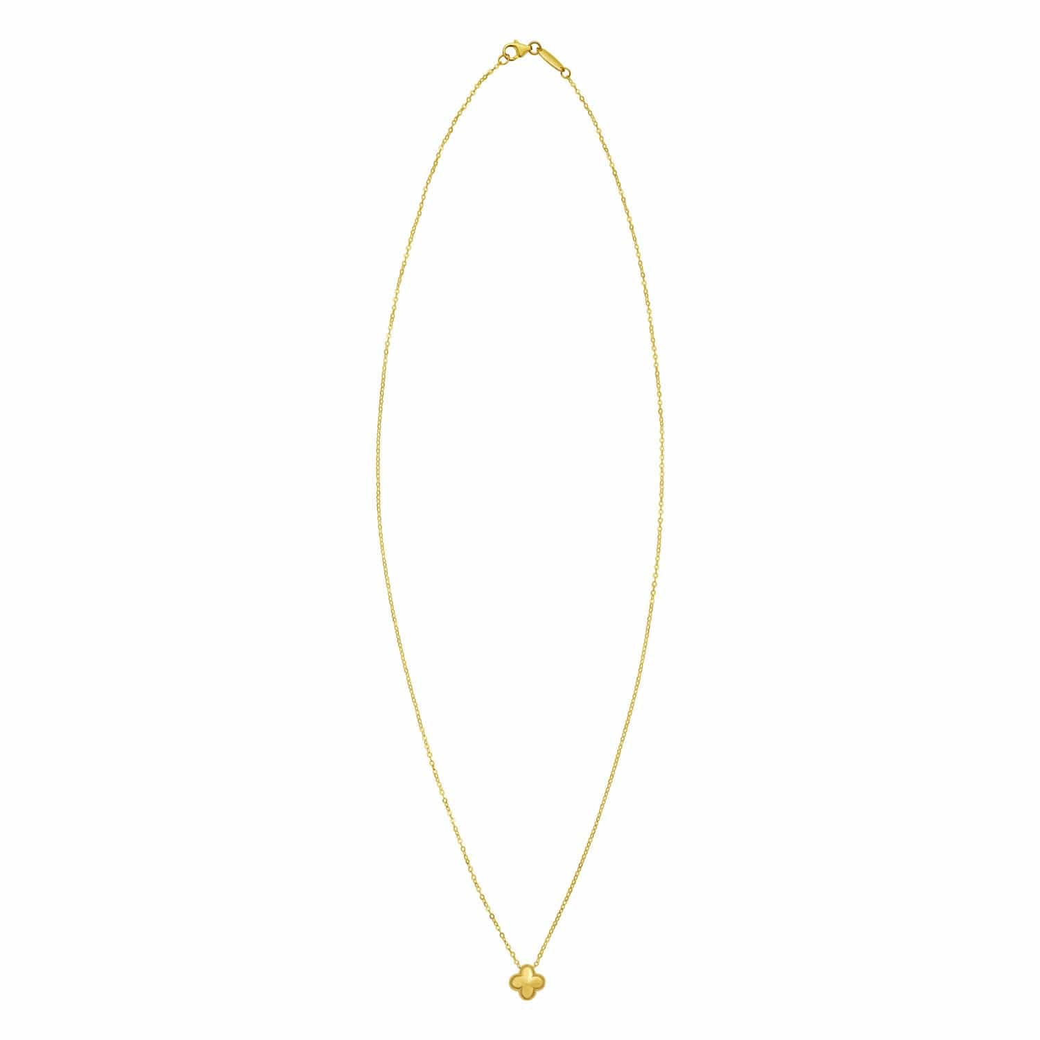 14K Yellow Gold Puffed Mini Clover Pendant Necklace