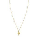 14K Yellow Gold Diamond Cut Cross Necklace