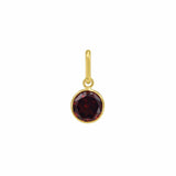 14K Yellow Gold Round Garnet Charm Pendant