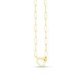 14k Yellow Gold Heart Element Paperclip Necklace