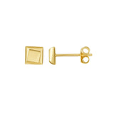 14K Yellow Gold Flat Back Square Earrings