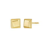14K Yellow Gold Flat Back Square Earrings