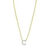 14K Yellow Gold Mini Diamond C Initial Pendant Necklace
