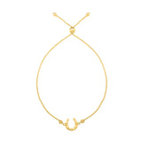 Adjustable Horseshoe Draw String Bracelet in 14K Yellow Gold