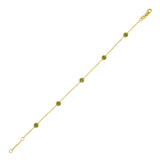 14K Yellow Gold Peridot Station Bracelet