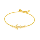 14k Yellow Gold Anchor Design Adjustable Lariat Bracelet