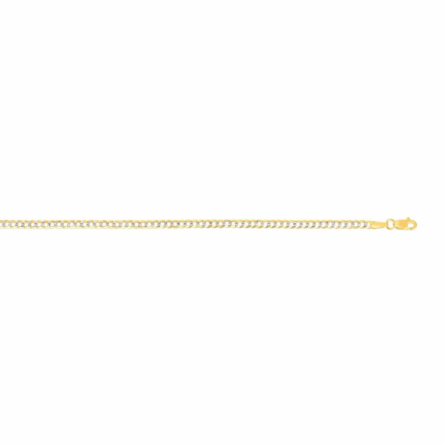 Pave Curb Chain 2.60 mm in 14k Two-Tone Gold, view 4