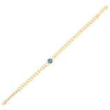 14K Yellow Gold Blue Topaz Curb Chain Bracelet (3.60 mm)