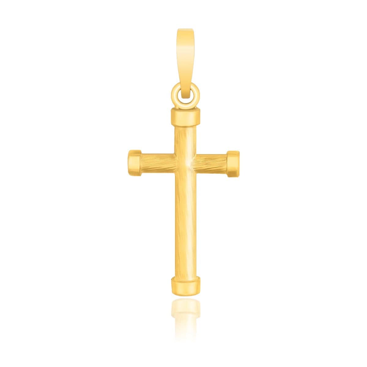 14k Yellow Gold Cross Pendant with Rounded Ends - Melliflus Pendants