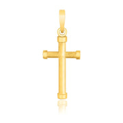 14k Yellow Gold Cross Pendant with Rounded Ends - Melliflus Pendants