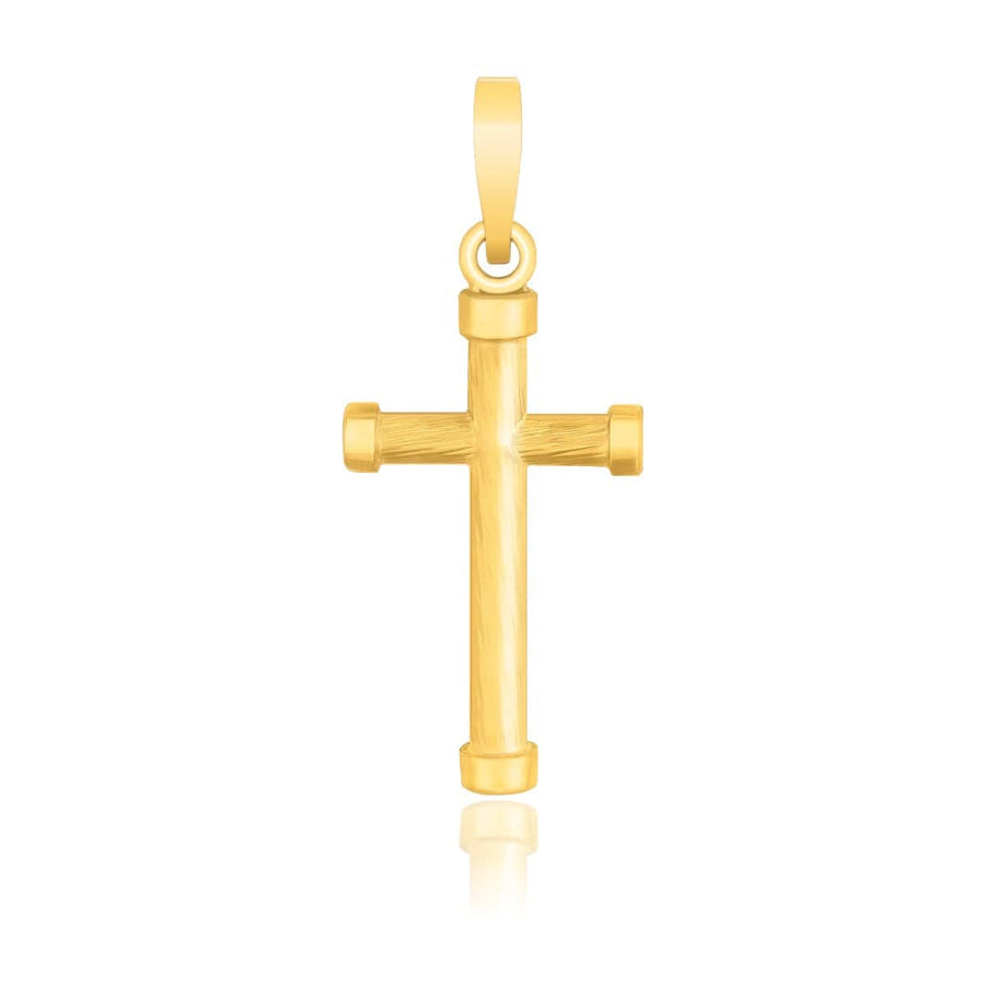 14k Yellow Gold Cross Pendant with Rounded Ends - Melliflus Pendants