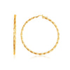 14k Yellow Gold Patterned Hoop Earrings with Twist Design - Melliflus Earrings