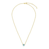 14k Yellow Gold 17 inch Necklace with Round Blue Topaz - Melliflus Necklaces