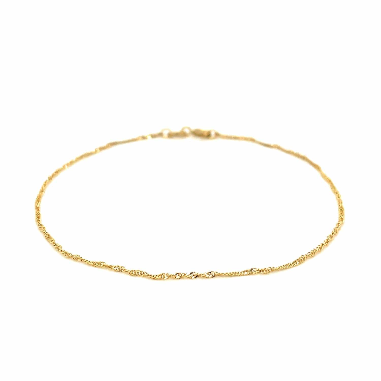 14k Yellow Gold Singapore Bracelet 1.0mm - Melliflus Bracelets