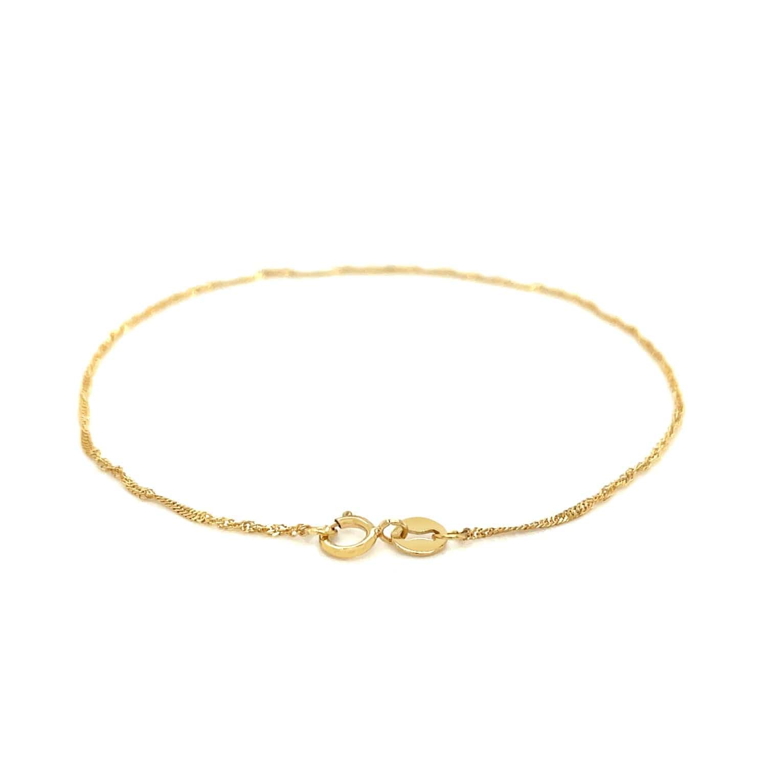 14k Yellow Gold Singapore Bracelet 1.0mm - Melliflus Bracelets