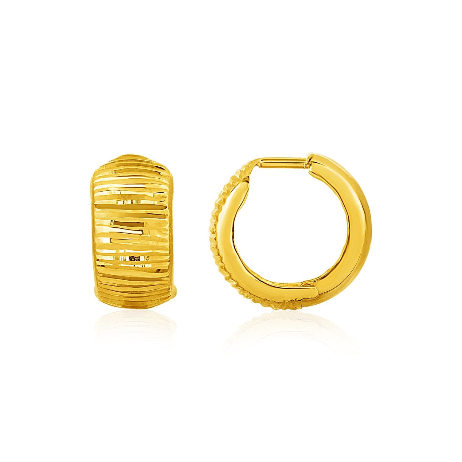 Reversible Textured and Smooth Snuggable Earrings in 14k Yellow Gold - Melliflus Earrings
