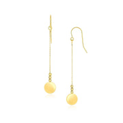 14k Yellow Gold Bead and Shiny Disc Drop Earrings - Melliflus Earrings