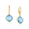 Drop Earrings with Blue Topaz Cushion Briolettes in 14k Yellow Gold - Melliflus Earrings