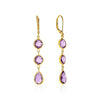 Drop Earrings with Round and Pear-Shaped Amethysts in 14k Yellow Gold - Melliflus Earrings