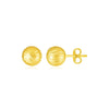 14K Yellow Gold Ball Earrings with Linear Texture - Melliflus Earrings