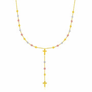 14k Tri-Color Gold Rosary Chain Necklace - Melliflus Necklaces