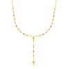 14k Tri-Color Gold Rosary Chain Necklace - Melliflus Necklaces
