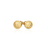 14k Yellow Gold Textured Circle Post Earrings - Melliflus Earrings