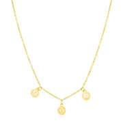 14k Yellow Gold Mom Necklace with Circle Drops - Melliflus Necklaces