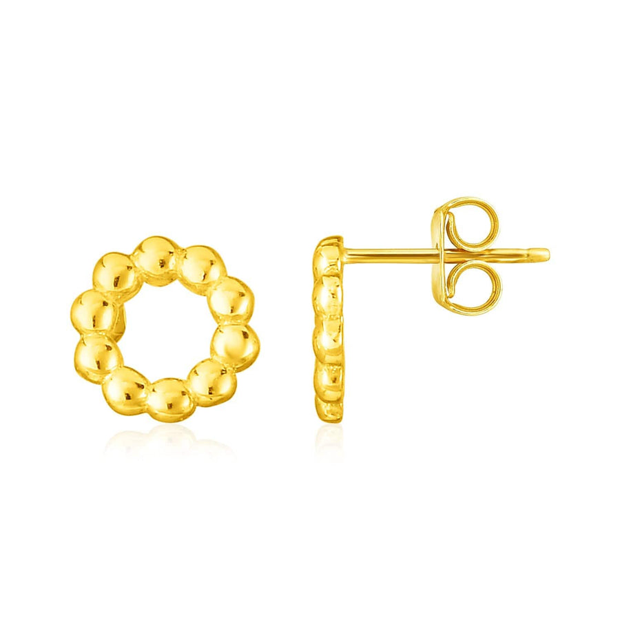 14K Yellow Gold Beaded Circle Earrings - Melliflus Earrings