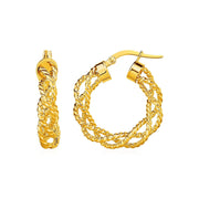 Textured Braided Hoop Earrings in 14k Yellow Gold - Melliflus Earrings