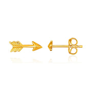 14k Yellow Gold Single Post Earring with Textured Arrow - Melliflus Earrings