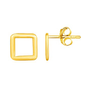 14k Yellow Gold Post Earrings with Open Squares - Melliflus Earrings
