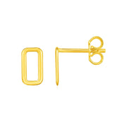 14k Yellow Gold Post Earrings with Open Rectangles - Melliflus Earrings