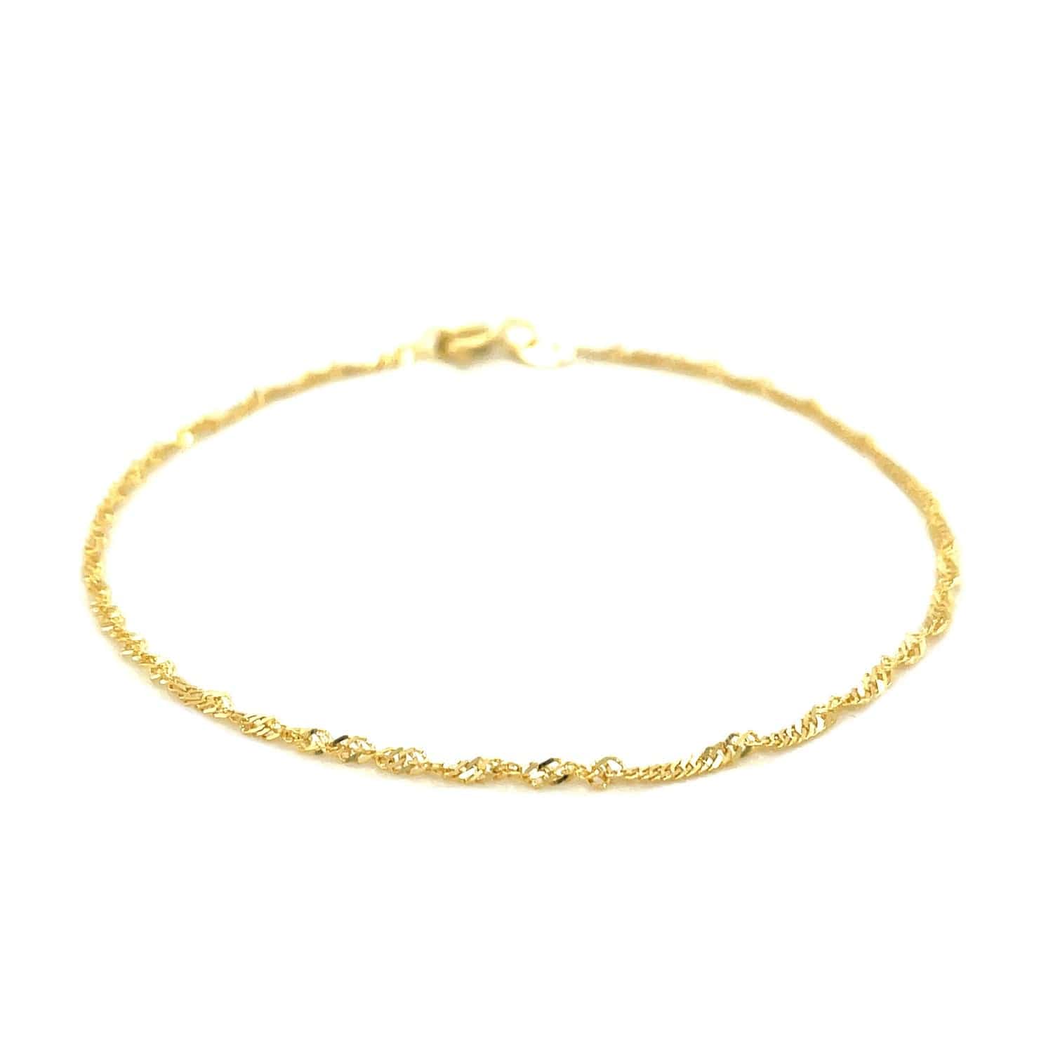 14k Yellow Gold Singapore Bracelet 1.5mm - Melliflus Bracelets