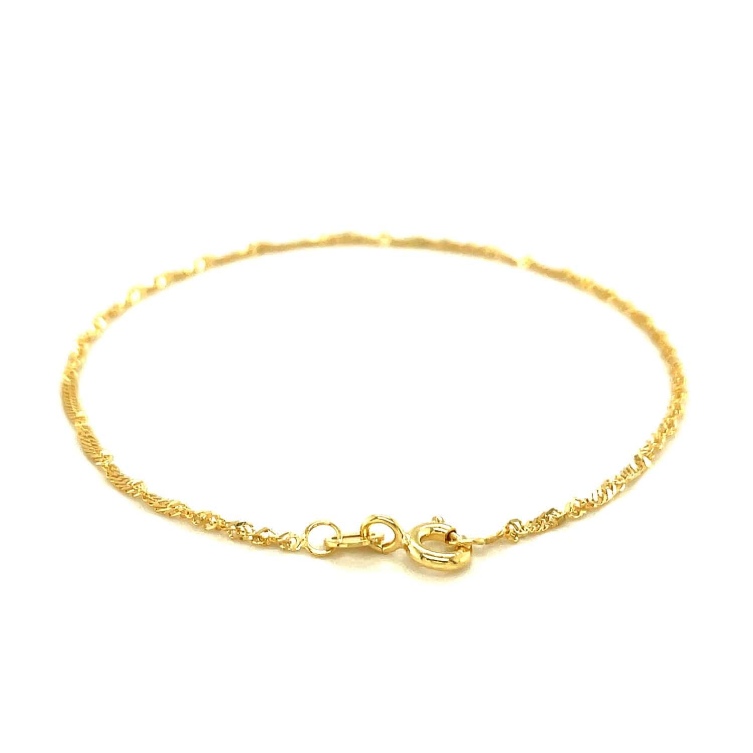 14k Yellow Gold Singapore Bracelet 1.5mm - Melliflus Bracelets
