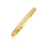 14k Yellow Gold Dome Childrens Diamond Cut Florentine Bangels - Melliflus Bangles