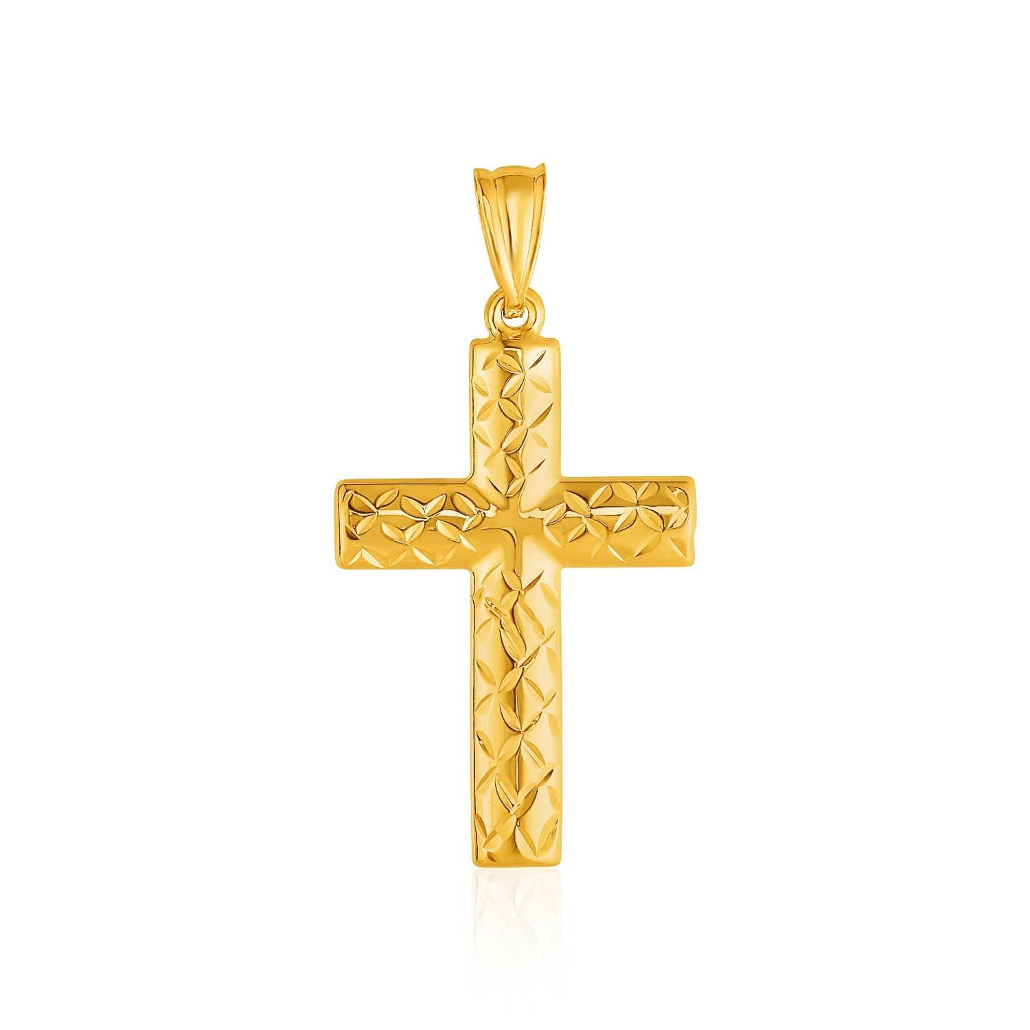 14k Yellow Gold Reversible Textured Cross Pendant - Melliflus Pendants