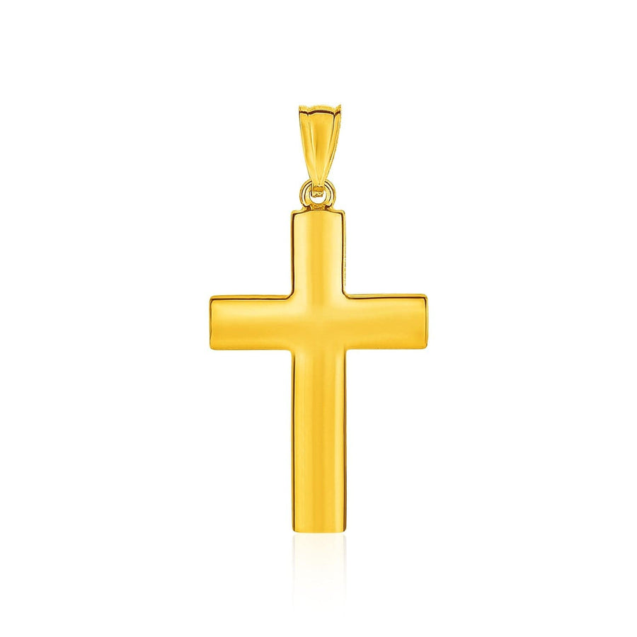 14k Yellow Gold Reversible Textured Cross Pendant - Melliflus Pendants