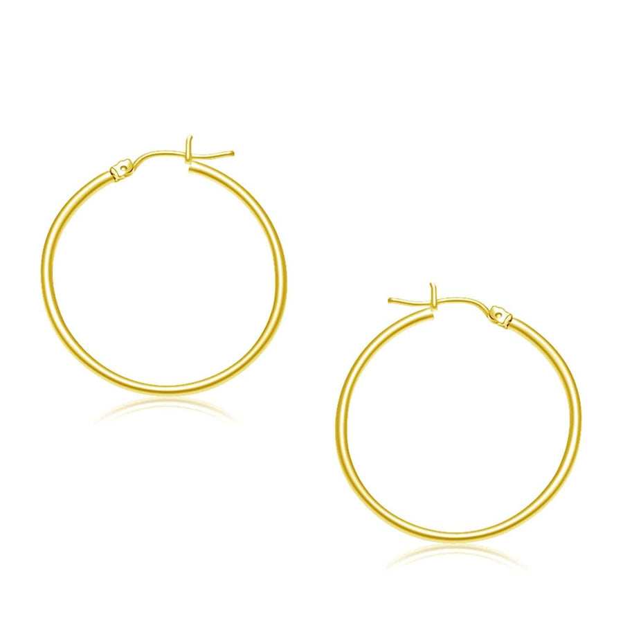 10k Yellow Gold Polished Hoop Earrings (30 mm) - Melliflus Earrings
