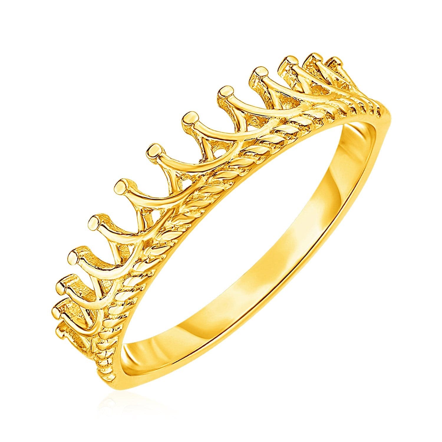 14k Yellow Gold Crown Motif Ring - Melliflus Rings