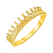 14k Yellow Gold Crown Motif Ring - Melliflus Rings