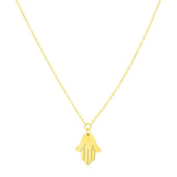 14K Yellow Gold Hand of Hamsa Necklace - Melliflus Necklaces