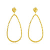 14k Yellow Gold Textured Teardrop Motif Post Earrings - Melliflus Earrings