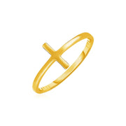 14k Yellow Gold Cross Motif Ring - Melliflus Rings