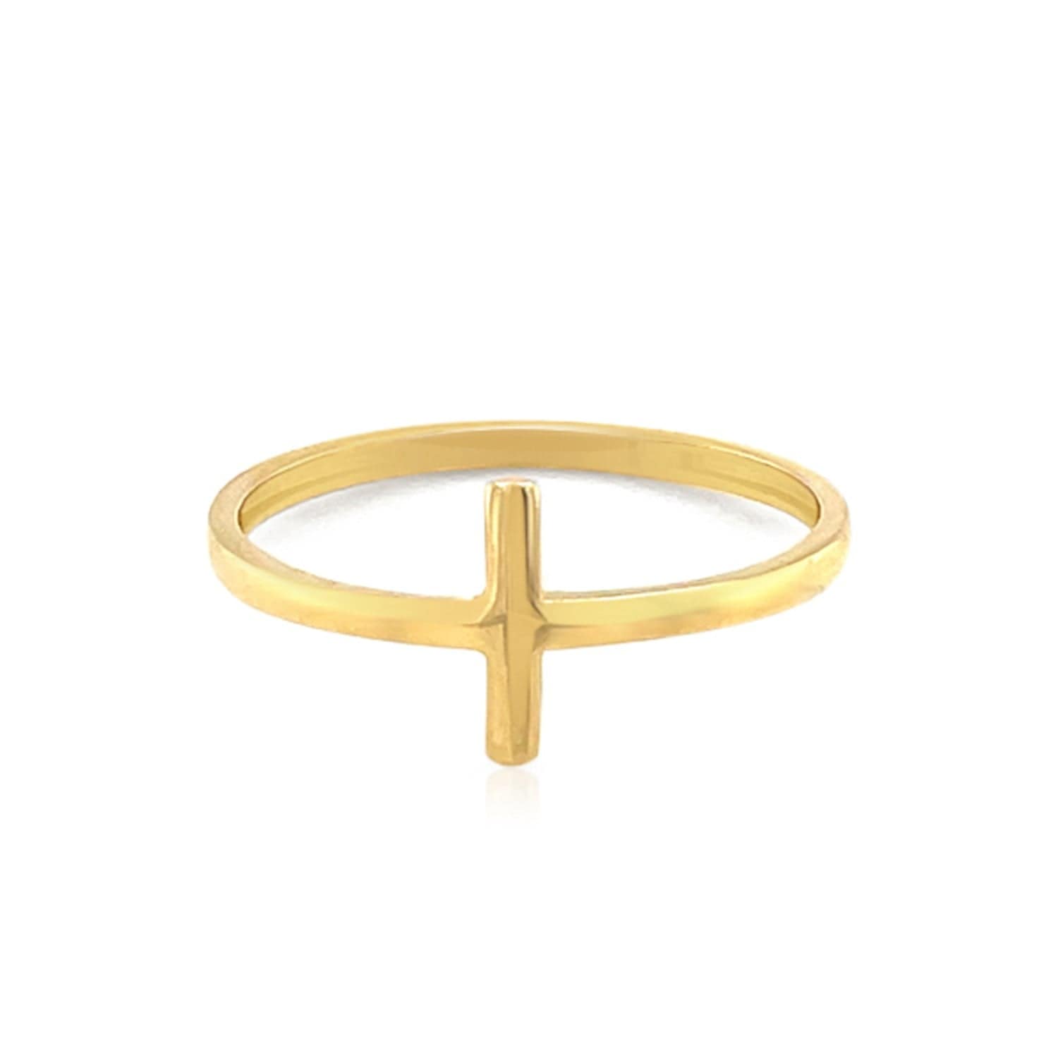 14k Yellow Gold Cross Motif Ring - Melliflus Rings