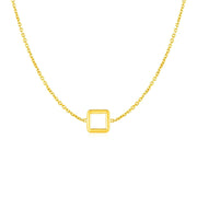 14k Yellow Gold Necklace with Petite Open Square Pendant - Melliflus Necklaces