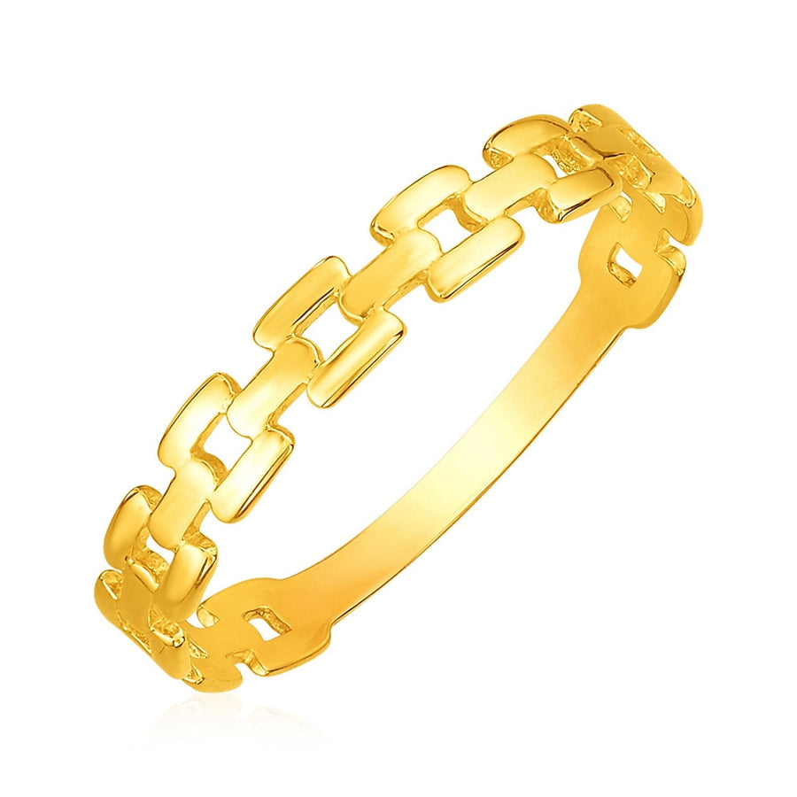 14k Yellow Gold Chain Link Ring - Melliflus Rings