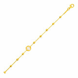 14k Yellow Gold Childrens Bracelet with Angel and Beads - Melliflus Bracelets